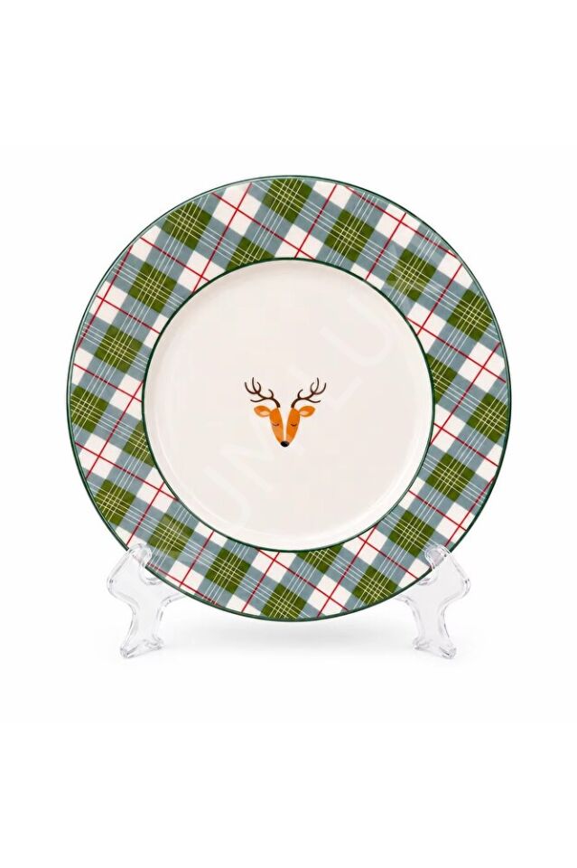 Yılbaşı Desenli 8 Parça Pasta Sunum Seti – Çatal Kaşık Takımlı Özel Hediye Kutulu Bone China Premium Series
