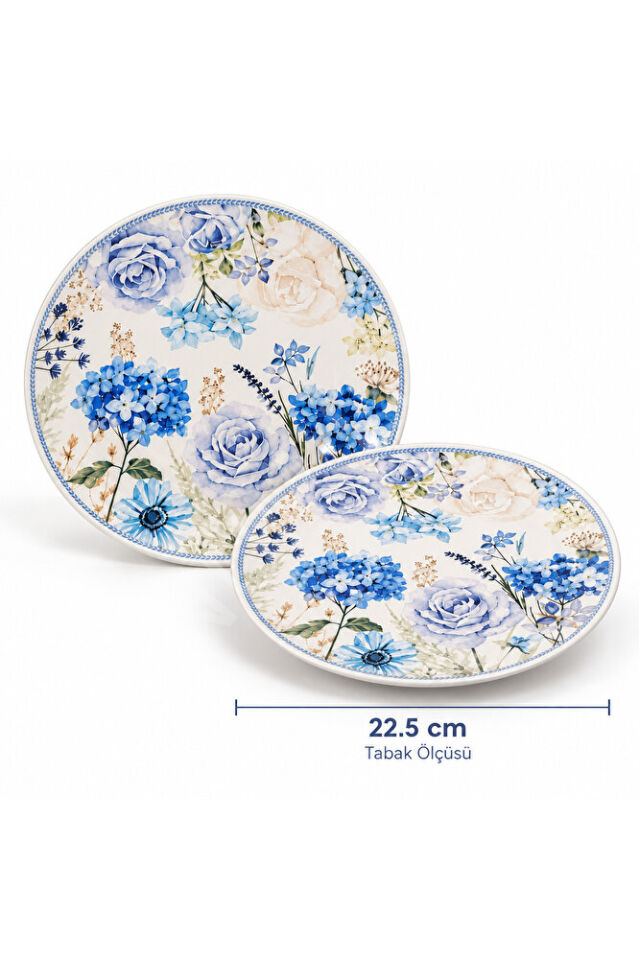 2 Kişilik 4'lü Porselen Pasta Tabağı ve Kaşık Çatal Seti Bone China Premium Series