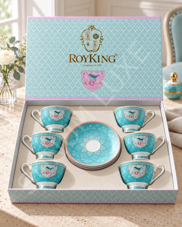 QUSH DESENLİ 6 KİŞİLİK KAHVE FİNCANI TAKIMI 90ML.