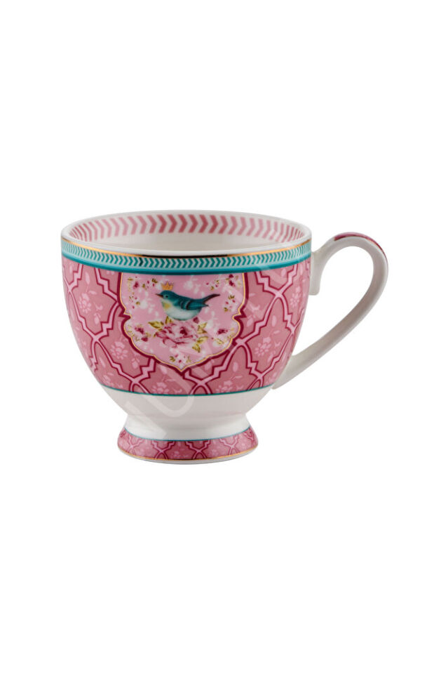 QUSH DESENLİ 6 KİŞİLİK KAHVE FİNCANI TAKIMI 90ML. Pembe